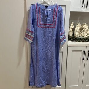 NWT J. Crew Women's Long Beach Tunic With Rickrack Trim Linen Cotton Dress